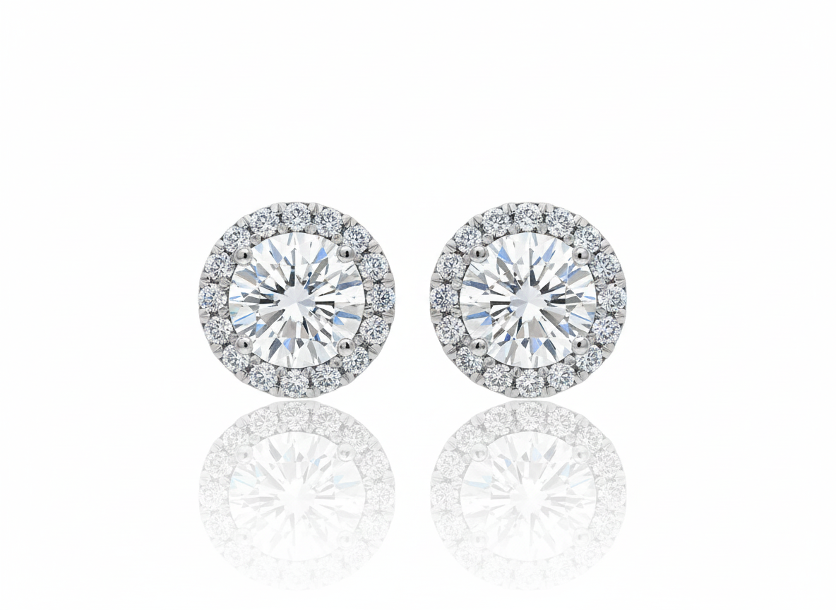 ELENA - Luxurious round stud earrings with French Cubic Zirconia