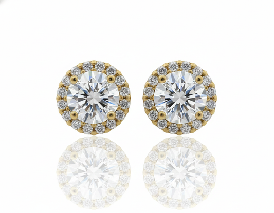 ELENA - Luxurious Gold-Plated Round Stud Earrings with French Cubic Zirconia Stones