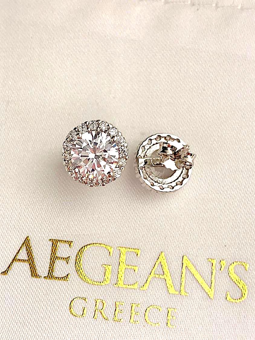 ELENA - Luxurious round stud earrings with French Cubic Zirconia