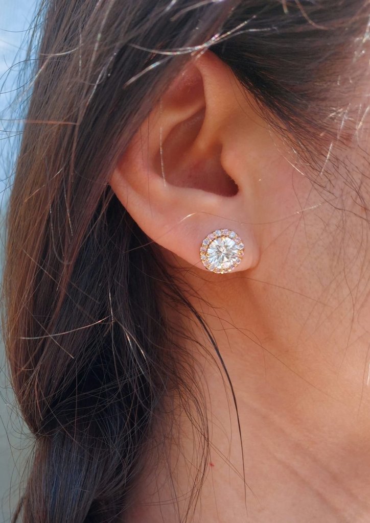 ELENA - Luxurious round stud earrings with French Cubic Zirconia